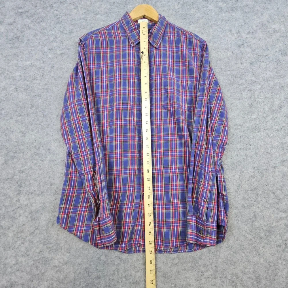 J Crew Men's Blue & Red Plaid Brushed Twill Shirt Size M Slim Fit‎ 100% Cotton